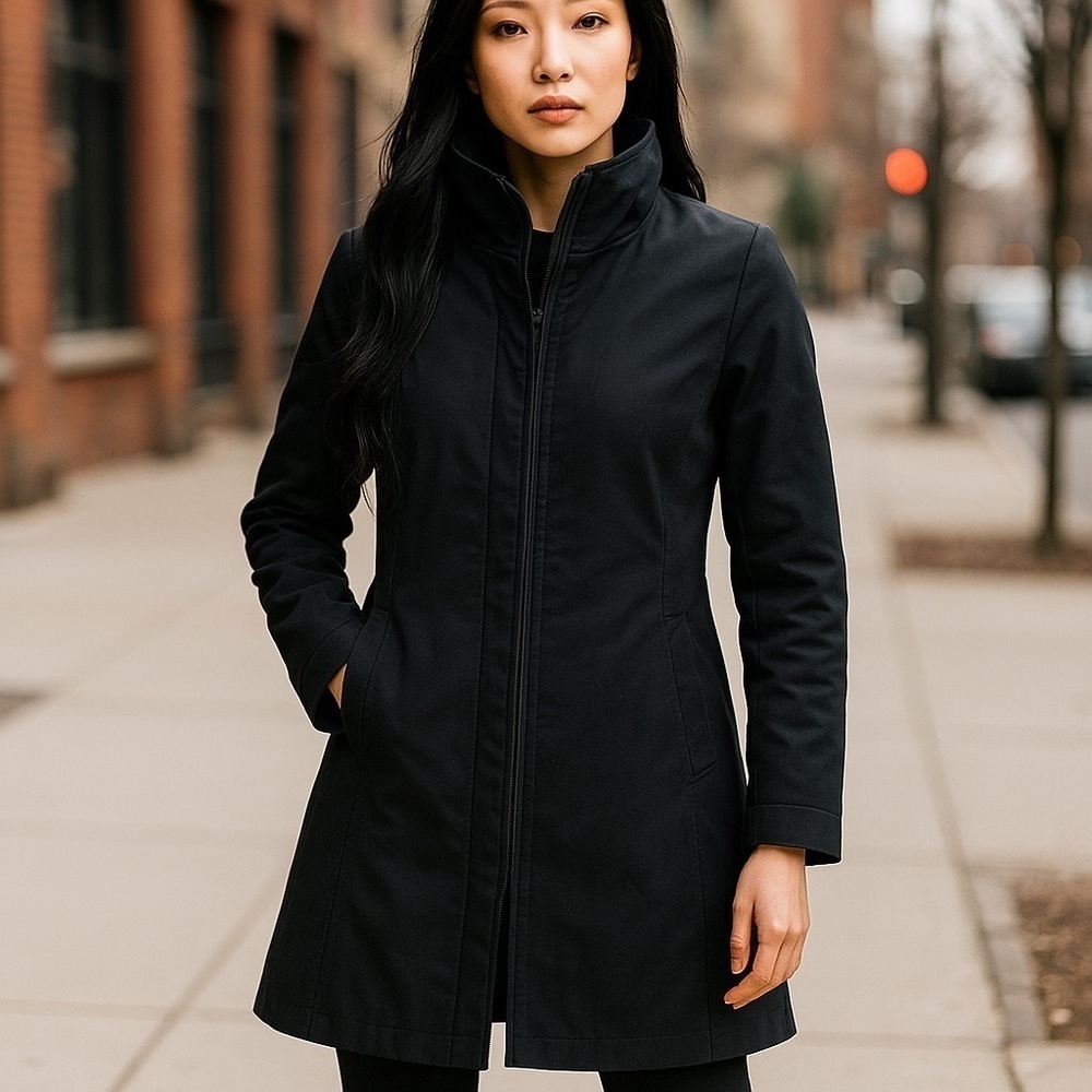 Zara longline high neck zip-up coat medium